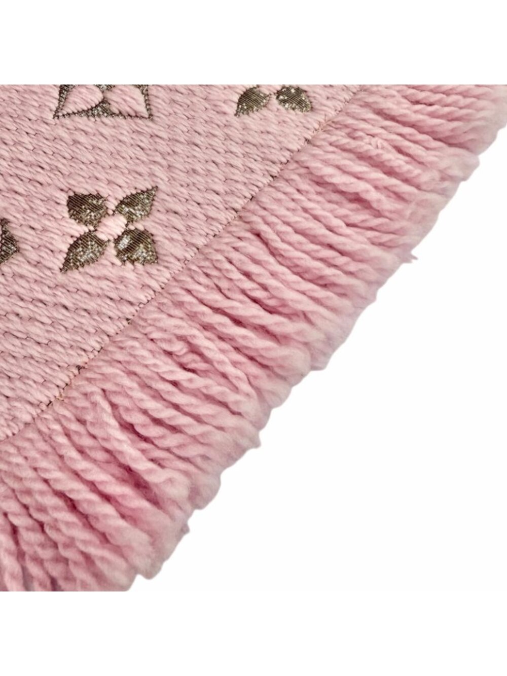 Louis Vuitton Echarpe Logo Mania Shine Wool Silk Blend Scarf Pink Gold - Picture 5 of 8